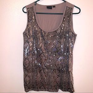 Tribal Size Large Cotton Nylon Blend Sequin Tank Top